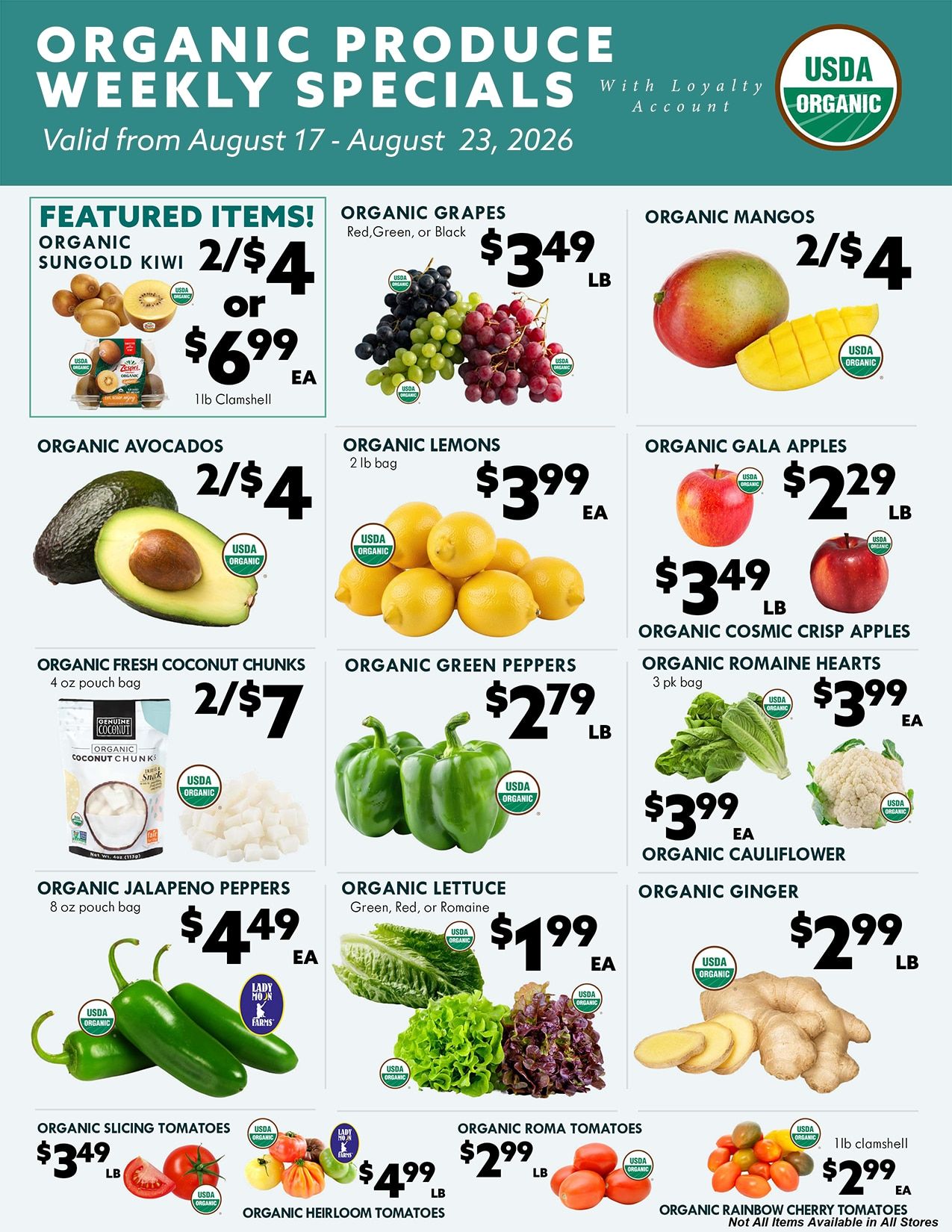 Green's Natural Foods Organic Produce Weekly Specials Weekly Ad August 17 - 23, 2026