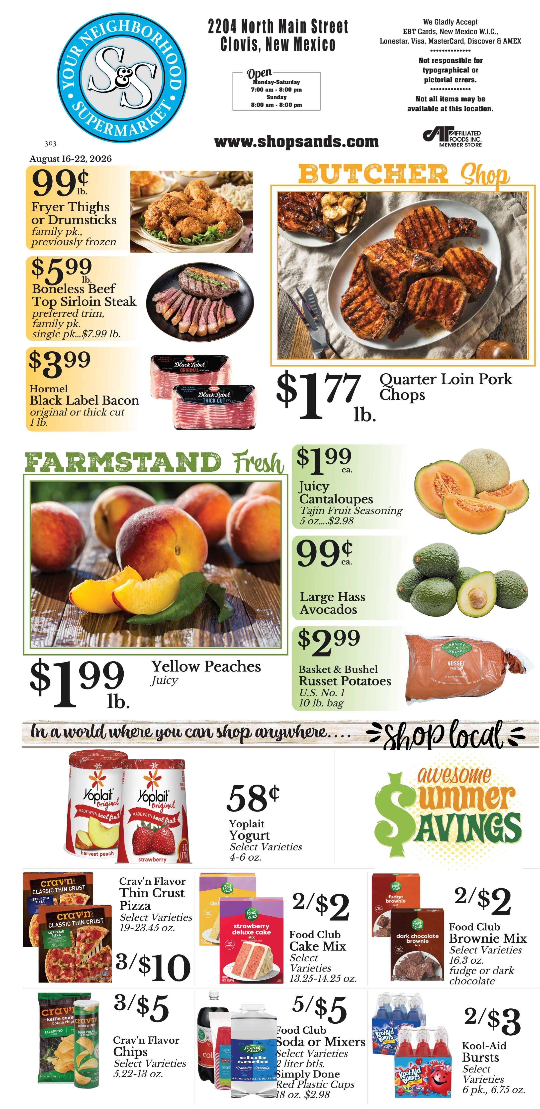 S&S Supermarket Weekly Ad August 16 - 22, 2026