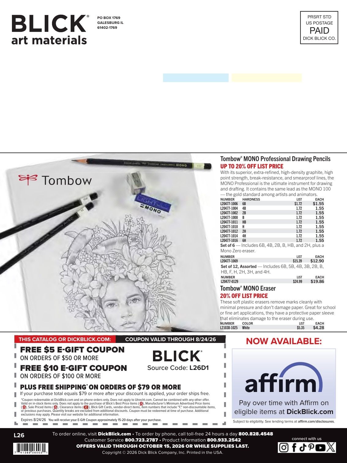 BLICK Art Materials Materials for Artists Sale Weekly Ad August 1 - November 30, 2026