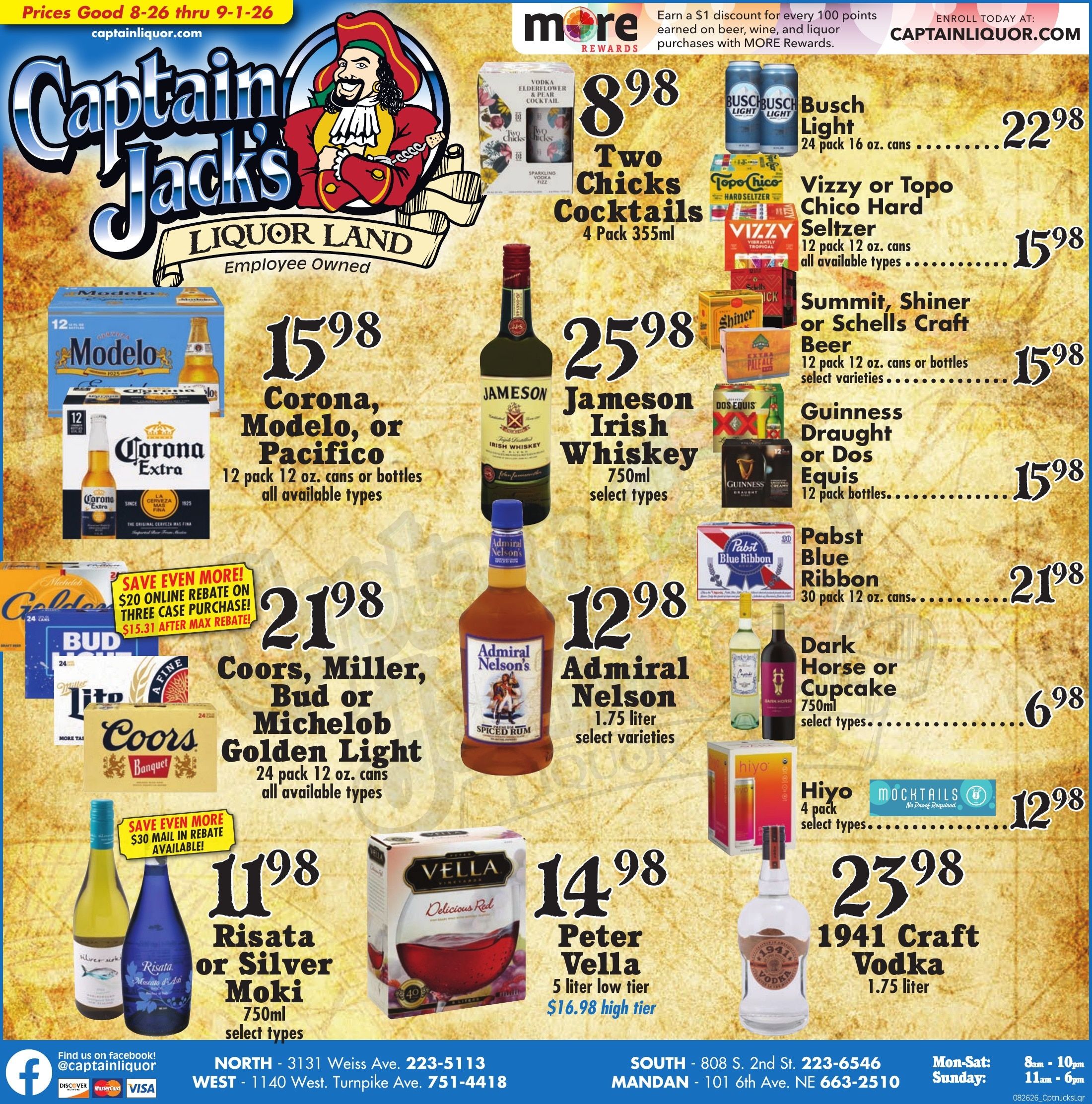Captain Jack's Liquor Land Weekly Ad August 26 - September 1, 2026