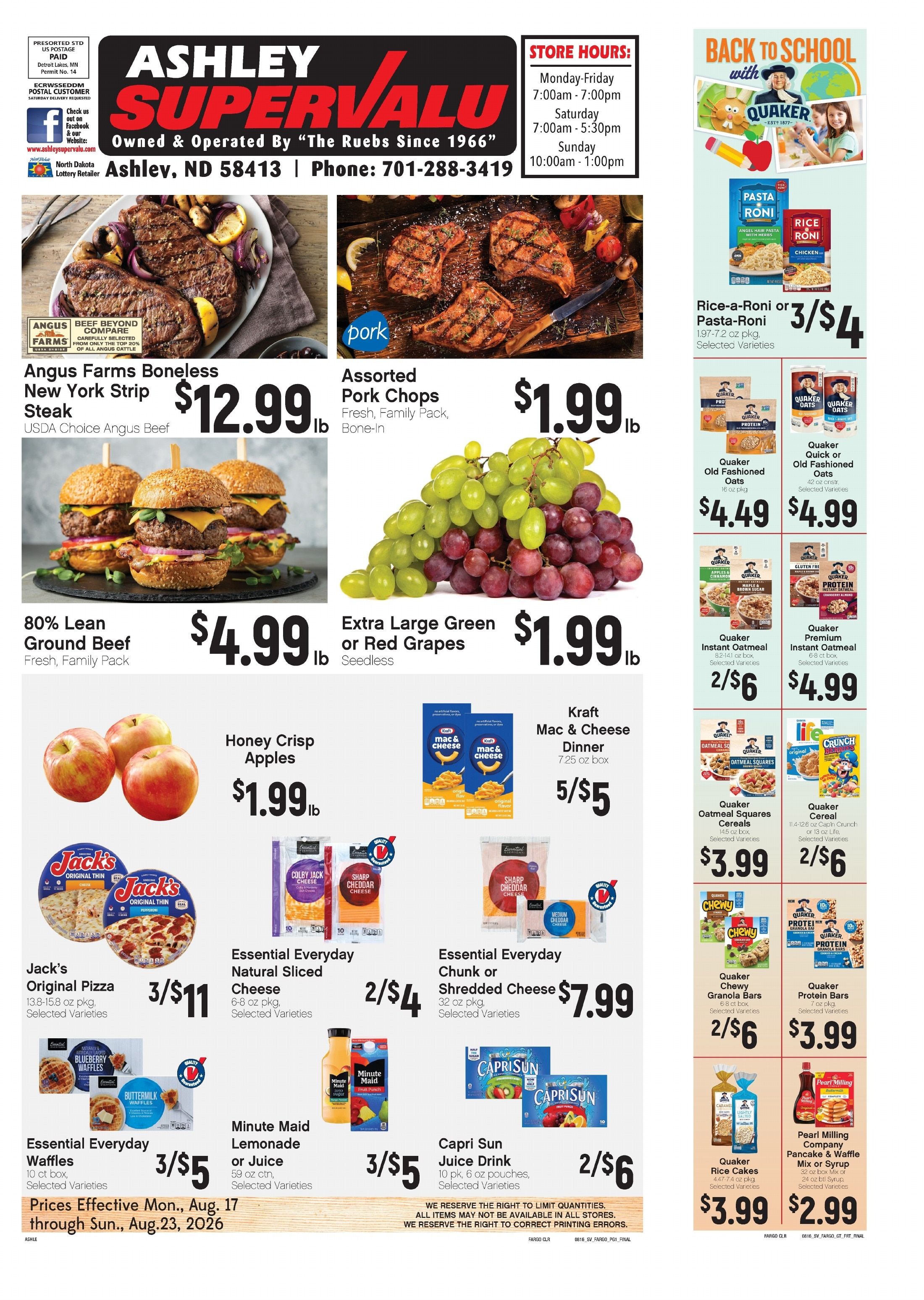 Ashley Supervalu Weekly Ad August 17 - 23, 2026
