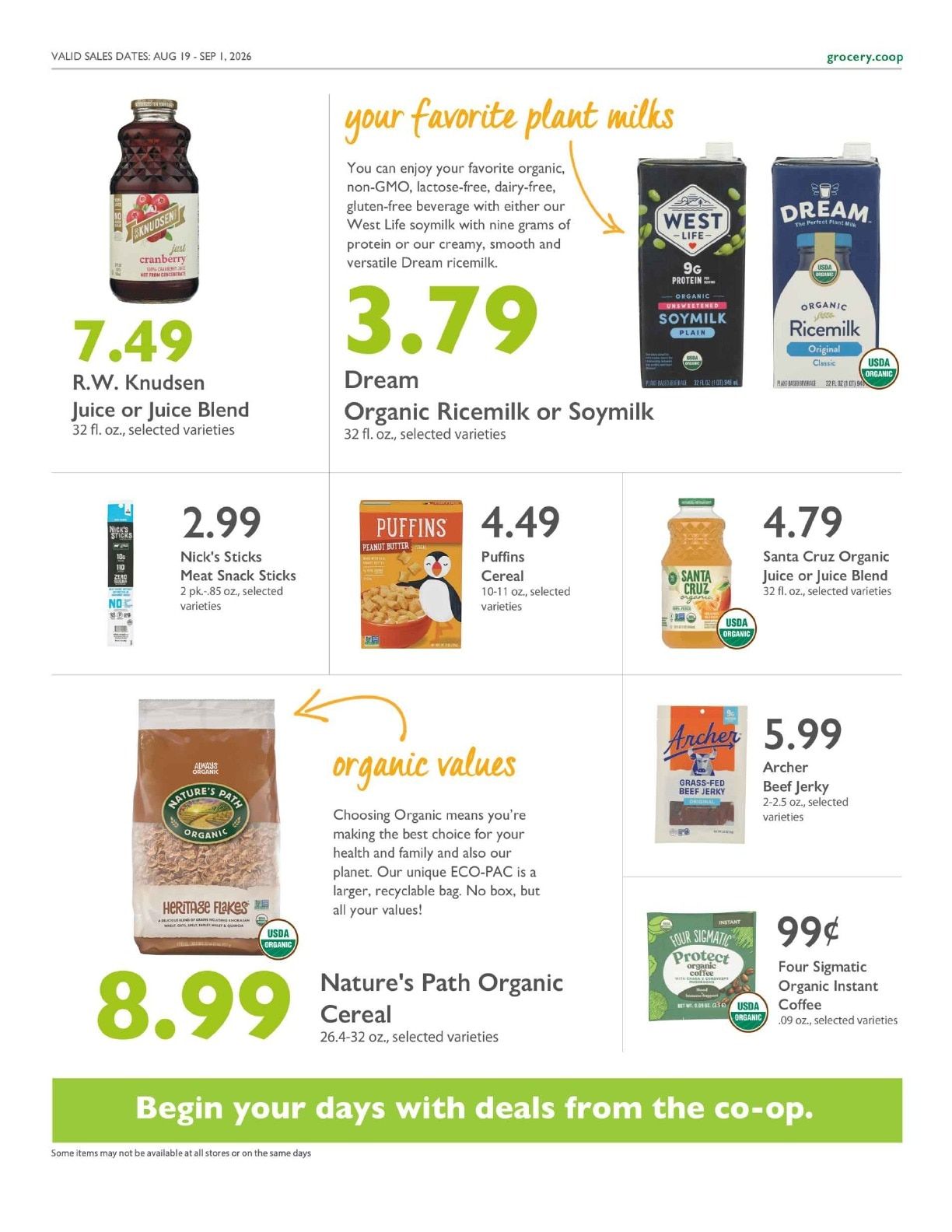 Sacramento Natural Foods Co-op Co+op Deals Weekly Ad August 19 - September 1, 2026
