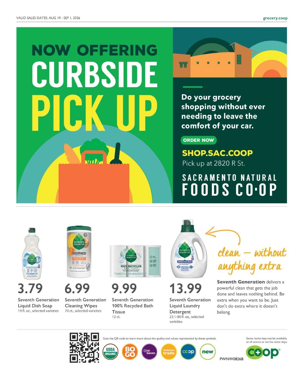 Sacramento Natural Foods Co-op Co+op Deals Weekly Ad August 19 - September 1, 2026