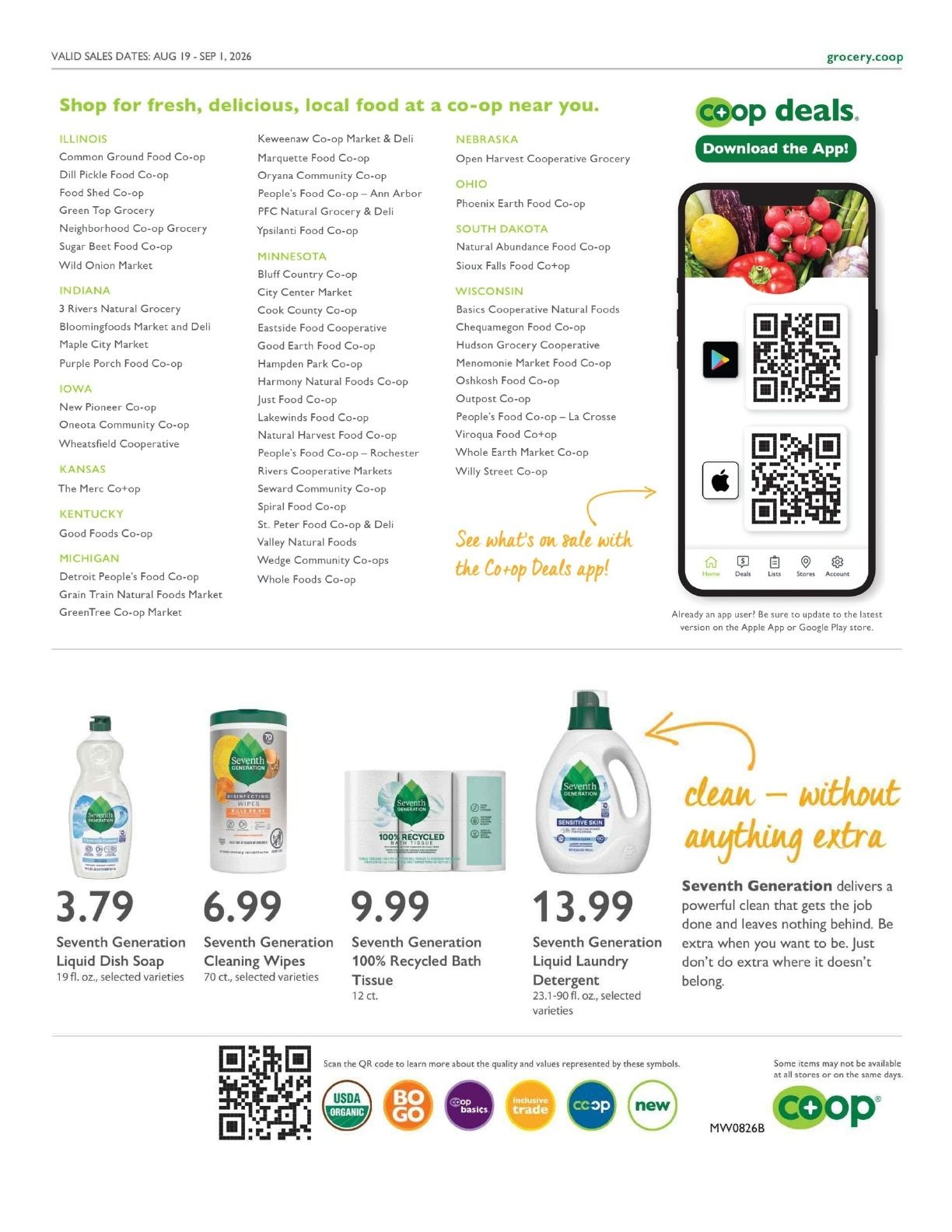 Food Shed Co-op Co+op Deals Weekly Ad August 19 - September 1, 2026