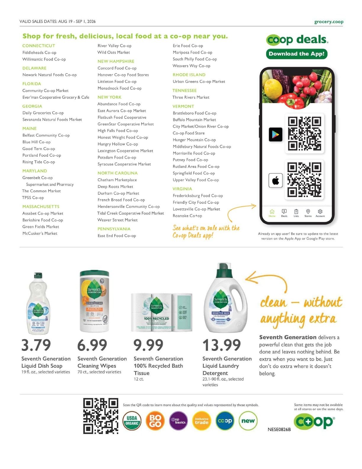 Concord Food Co-op Co+op Deals Weekly Ad August 19 - September 1, 2026