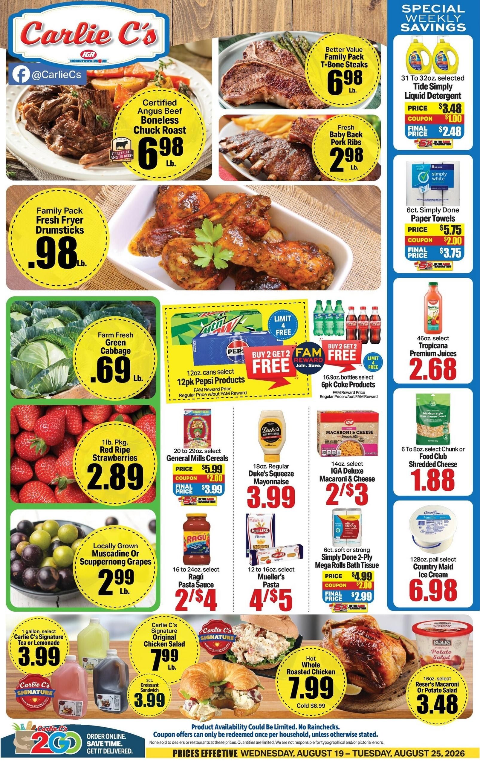 Carlie C's (Bennettsville–Rockingham Area, NC–SC) Weekly Ad August 19 - 25, 2026