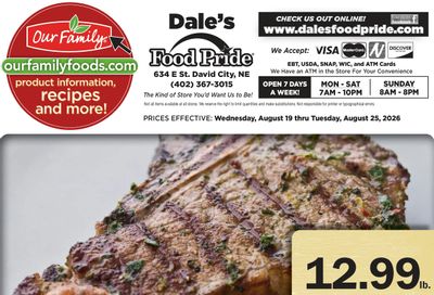 Dale's Food Pride (634 E St, David City, NE) Weekly Ad August 19 - 25, 2026