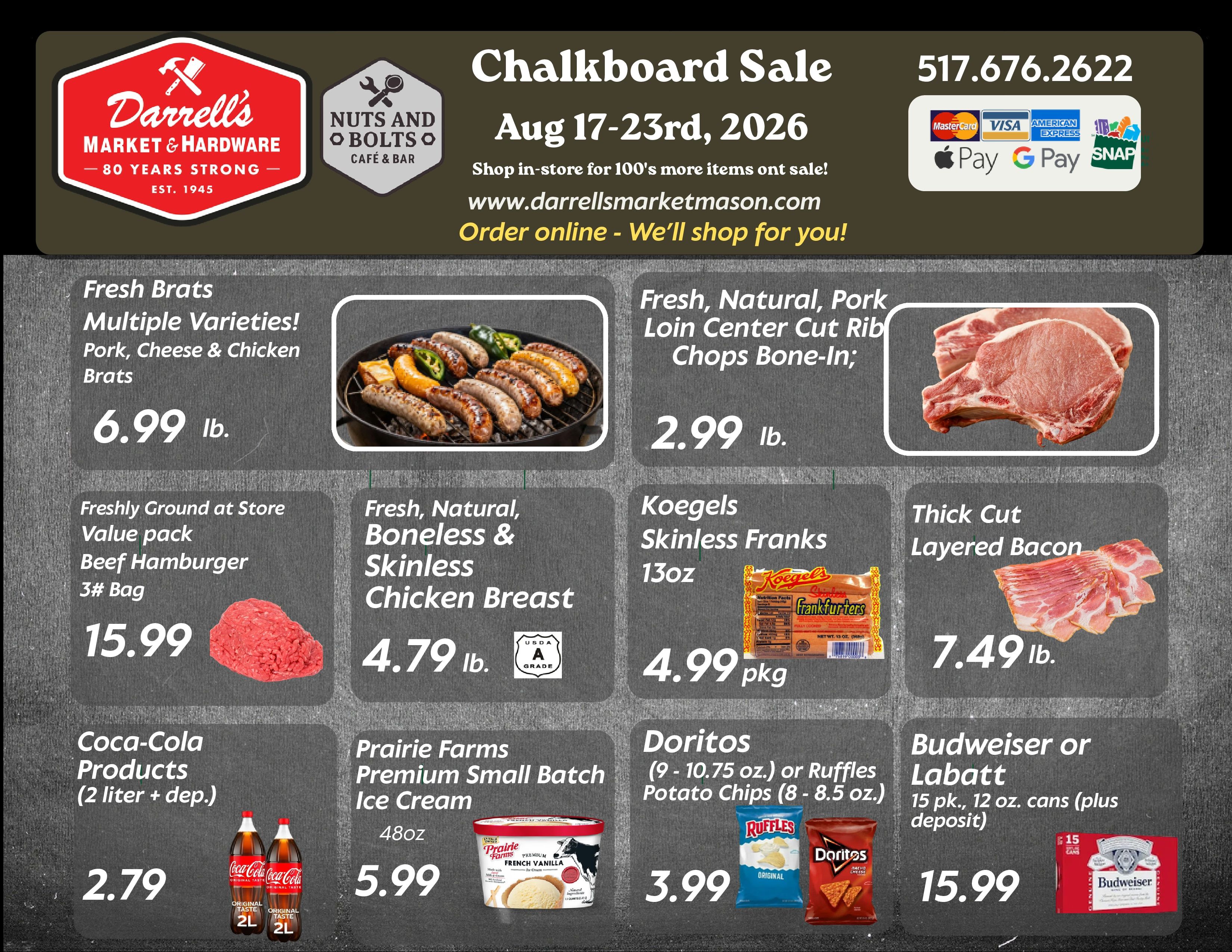 Darrell's Market and Hardware (4520 W Columbia Rd, Mason, MI) Weekly Ad August 17 - 23, 2026