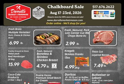 Darrell's Market and Hardware (4520 W Columbia Rd, Mason, MI) Weekly Ad August 17 - 23, 2026