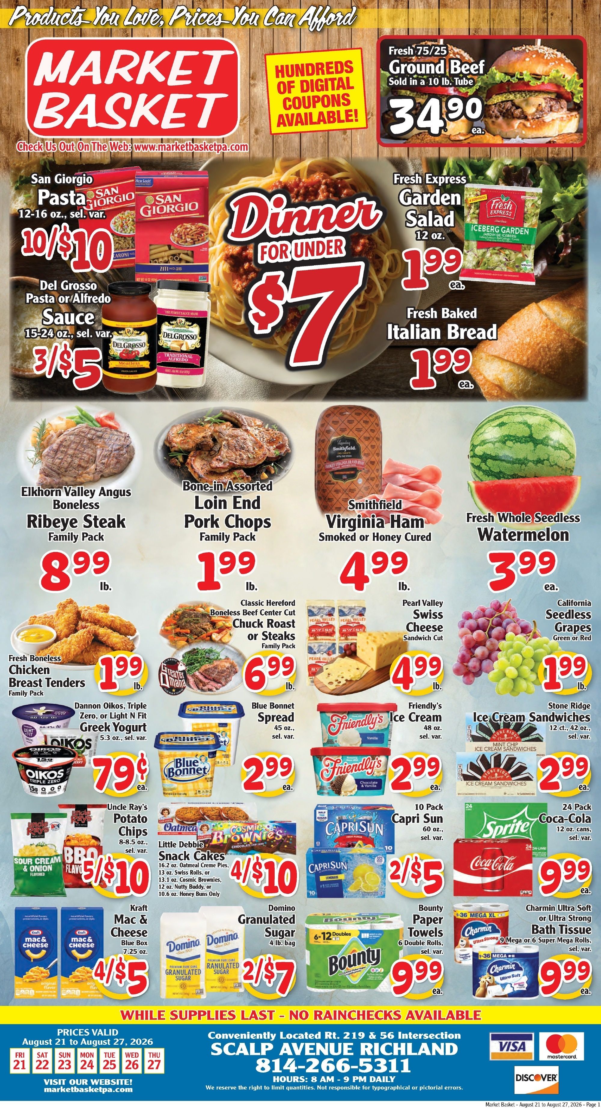 Market Basket Pennsylvania Weekly Ad August 21 - 27, 2026