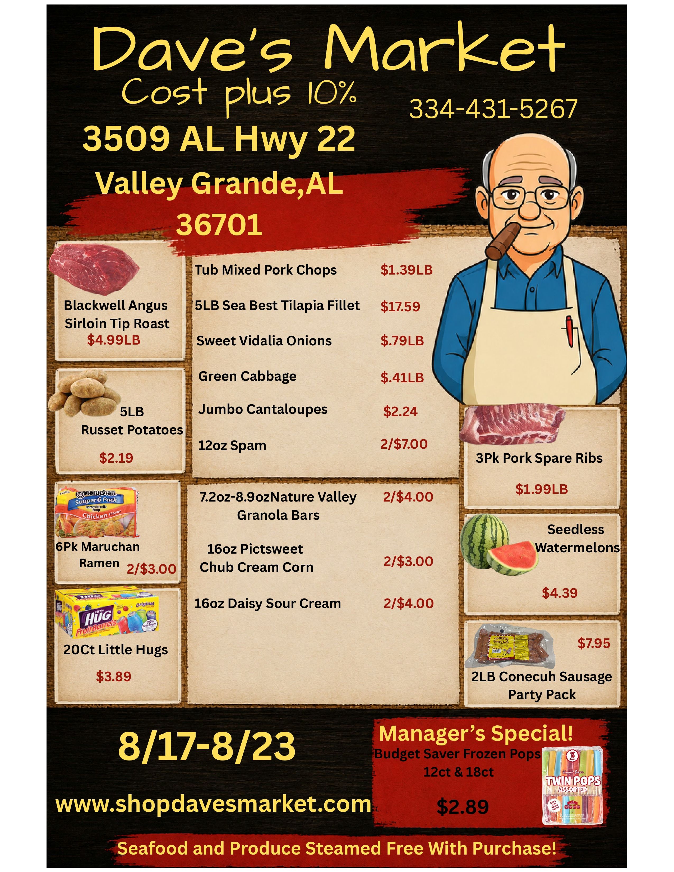 Dave's Market Valley Grande (3509 AL-22, Valley Grande, AL) Weekly Ad August 17 - 23, 2026
