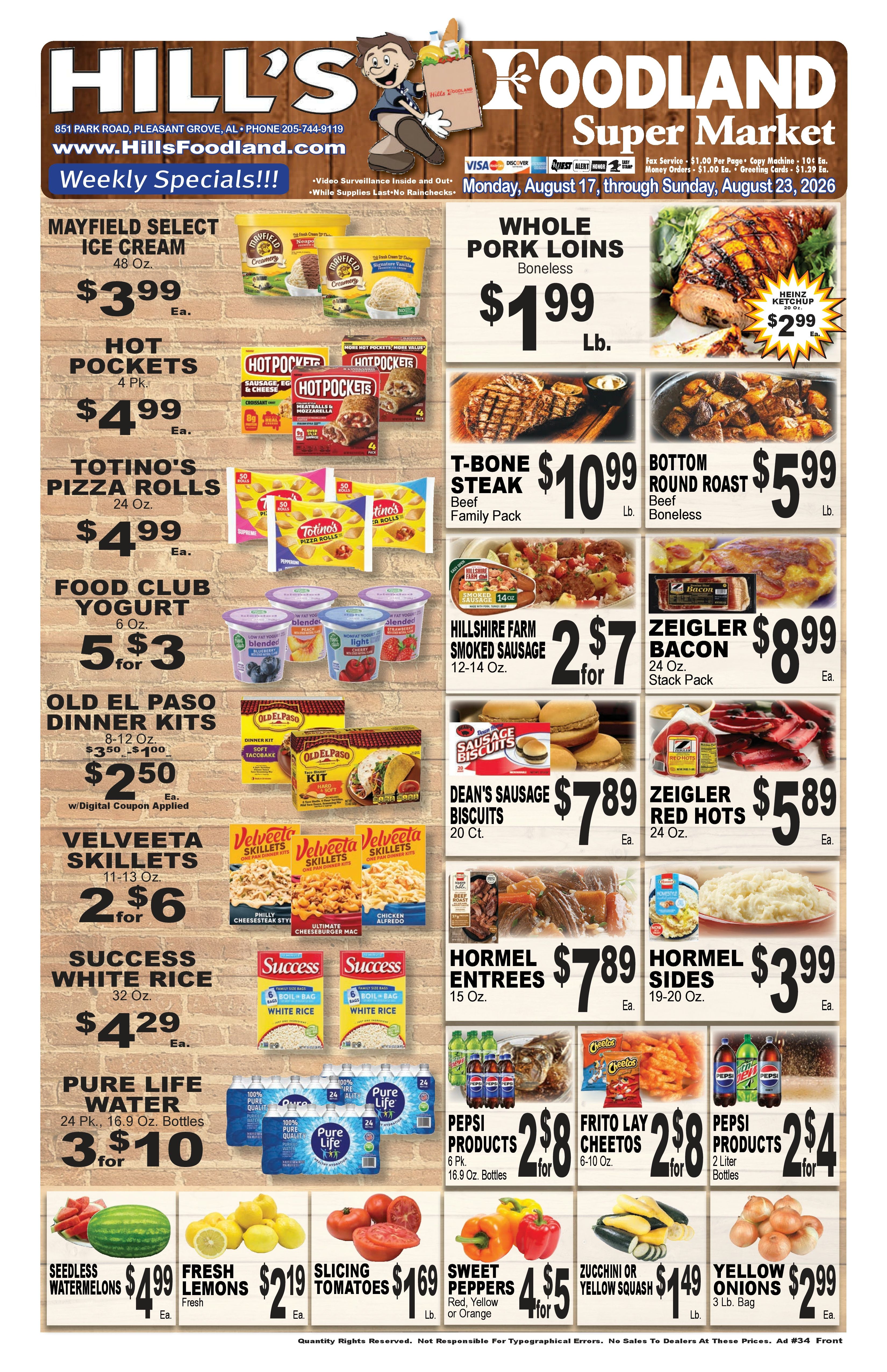 Hill's Foodland (851 Park Road, Pleasant Grove, AL) Weekly Ad August 17 - 23, 2026