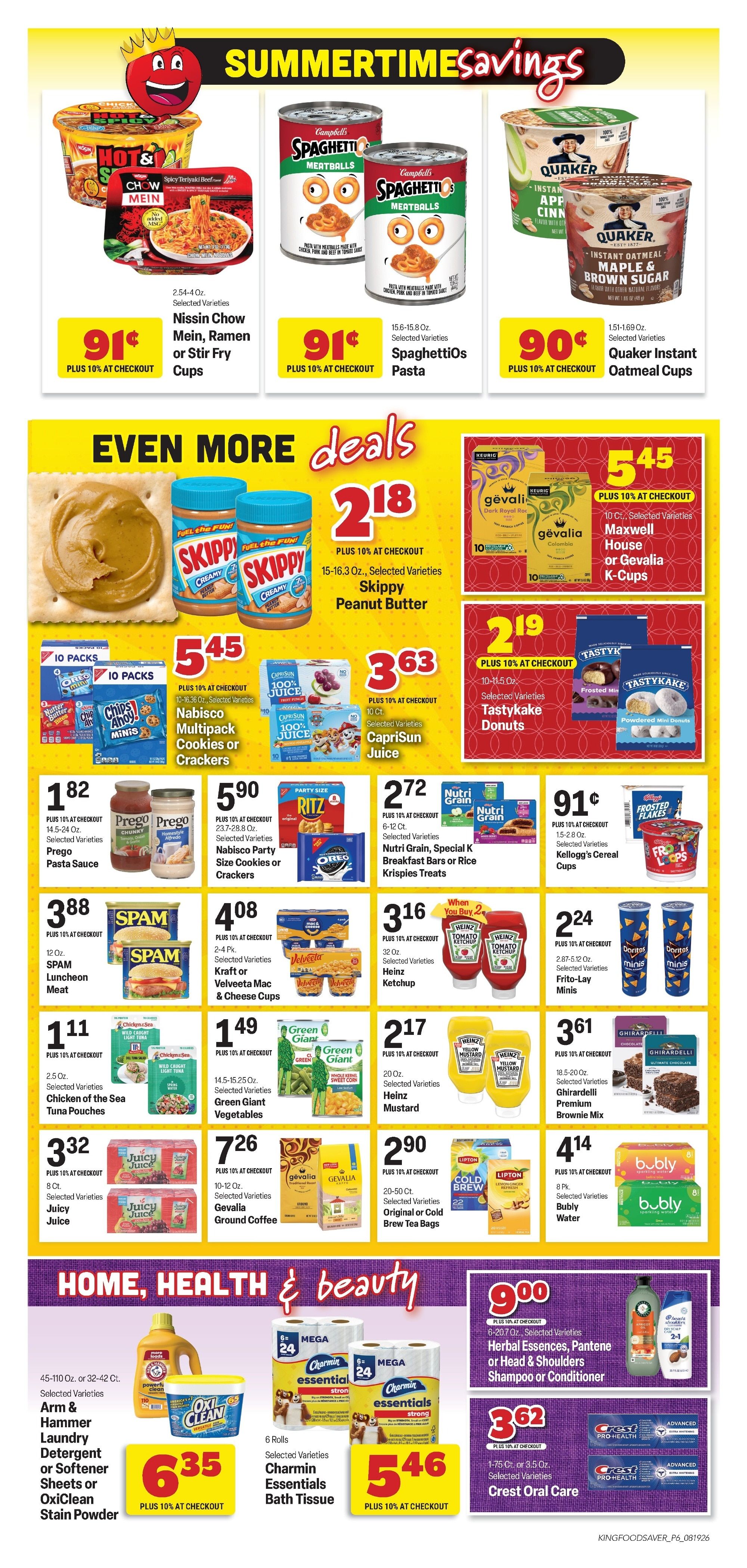 King Food Saver (Branson West and Springfield, MO) Weekly Ad August 19 - September 1, 2026