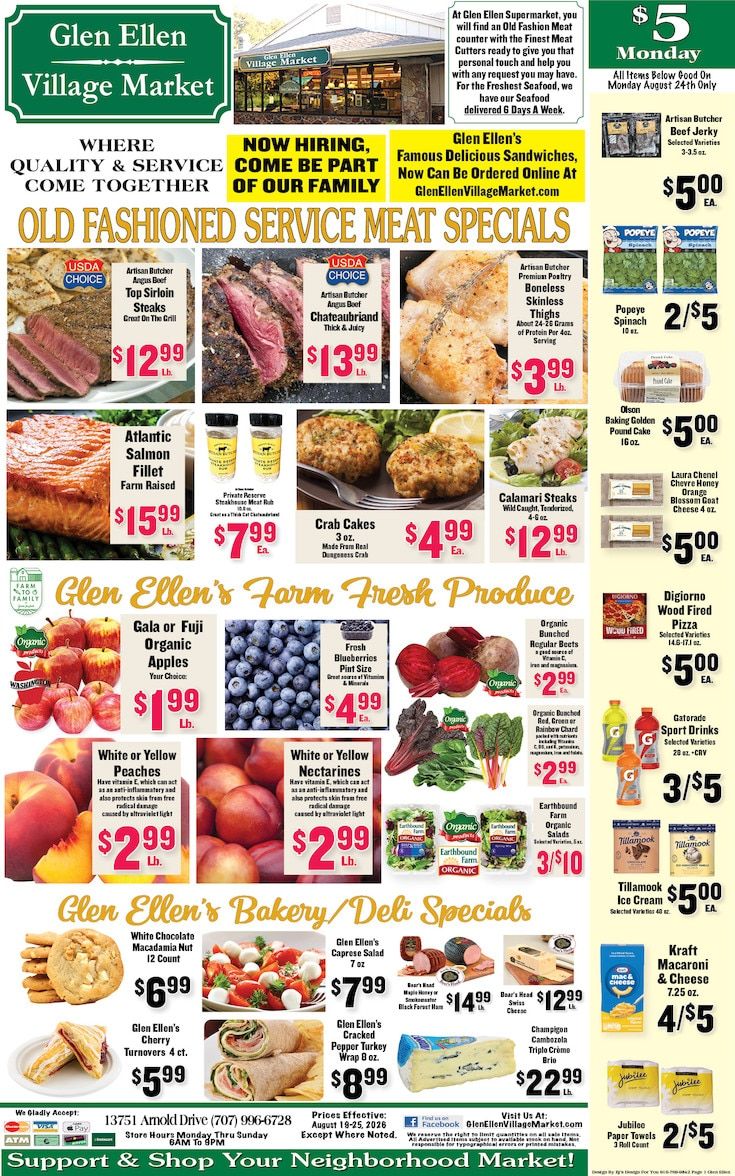 Glen Ellen Village Market Weekly Ad August 19 - 25, 2026