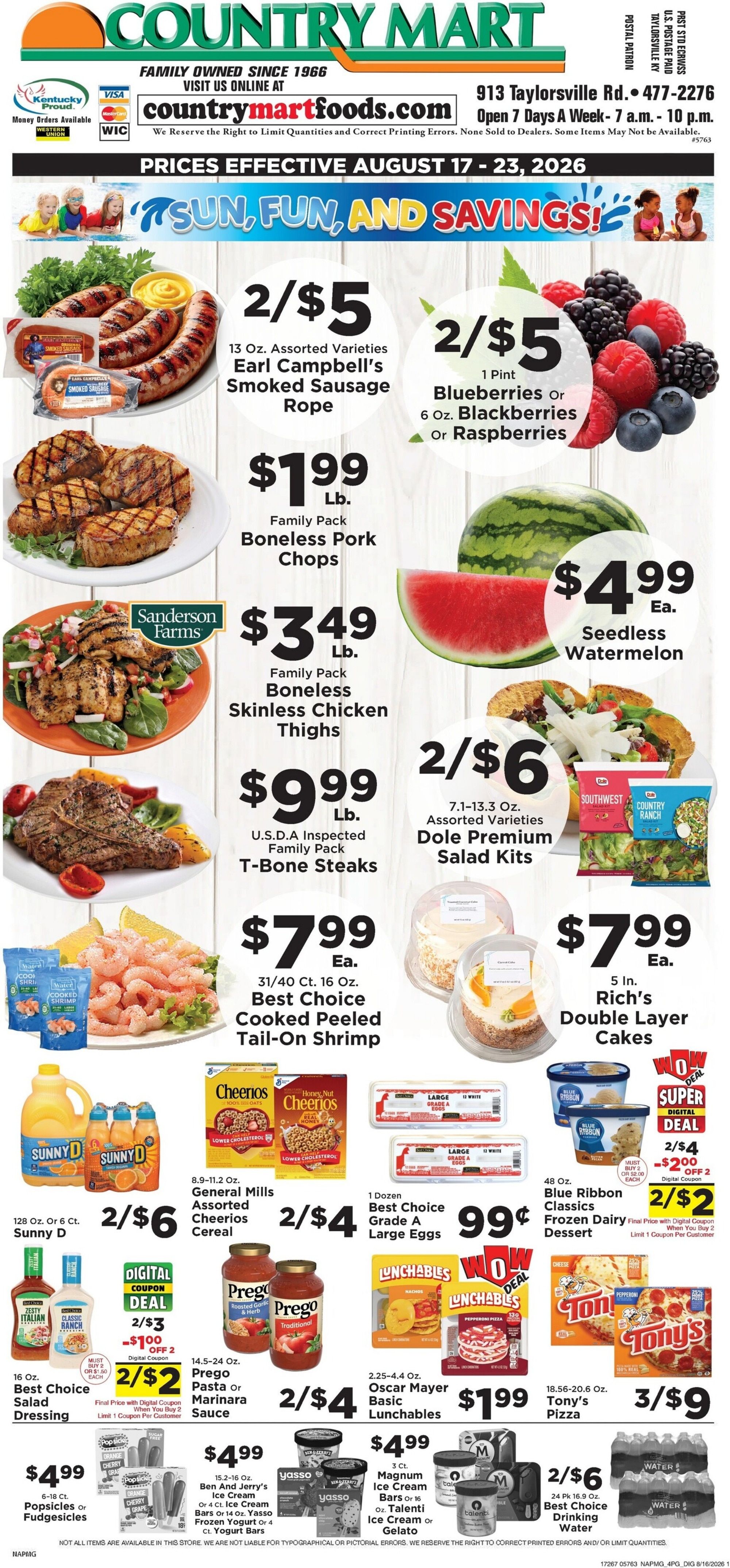 Taylorsville Country Mart Weekly Ad August 17 - 23, 2026