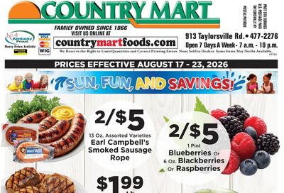 Taylorsville Country Mart Weekly Ad August 17 - 23, 2026