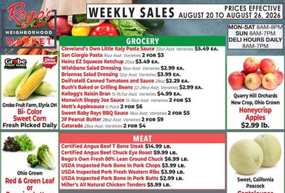 Rego's Neighborhood Market Weekly Ad August 20 - 26, 2026