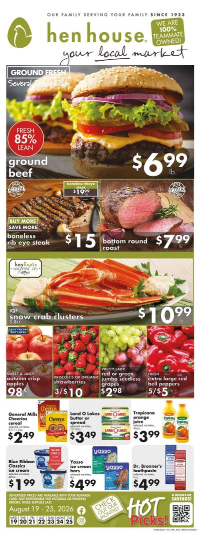 Hen House (Overland Park–Olathe Area, KS) Weekly Ad August 19 - 25, 2026