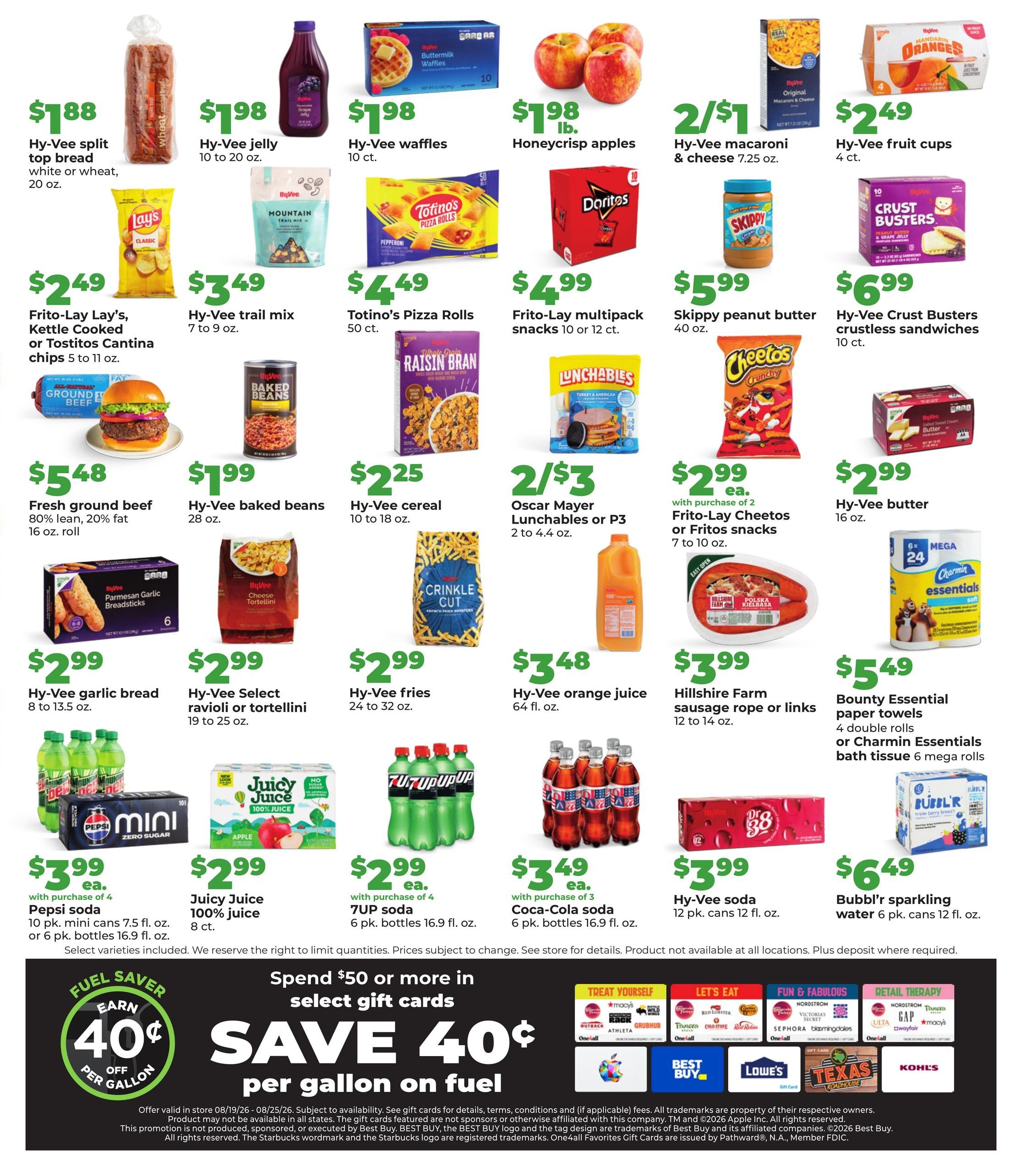 Hy-Vee (Cedar Rapids Area, IA) Weekly Ad August 19 - 25, 2026