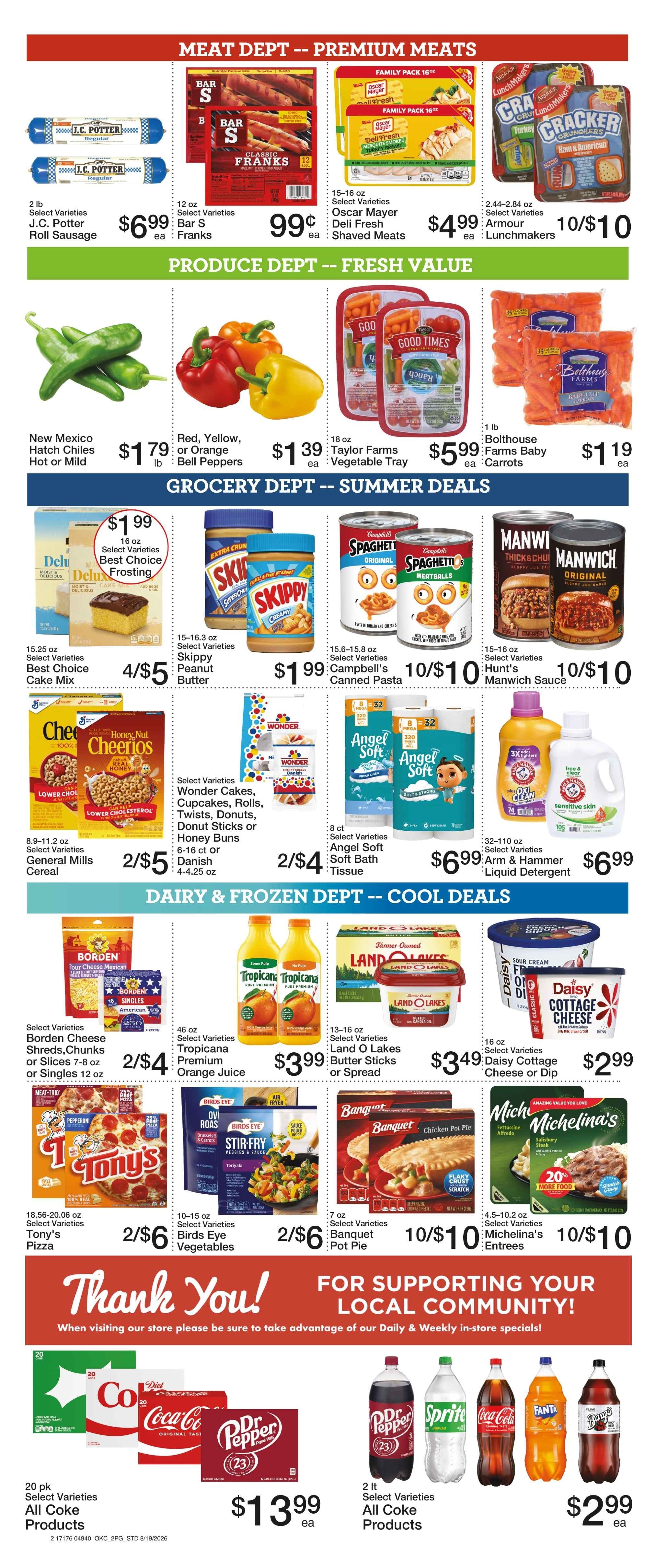 Hometown Foods Crescent Sunny Savings! Weekly Ad August 19 - 25, 2026