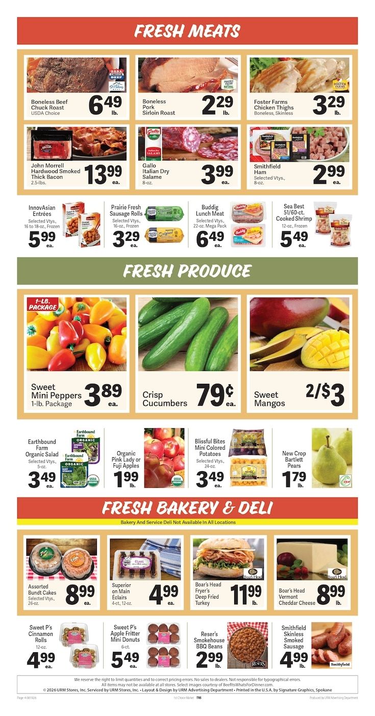 1st Choice Fresh Market Weekly Ad August 19 - 25, 2026