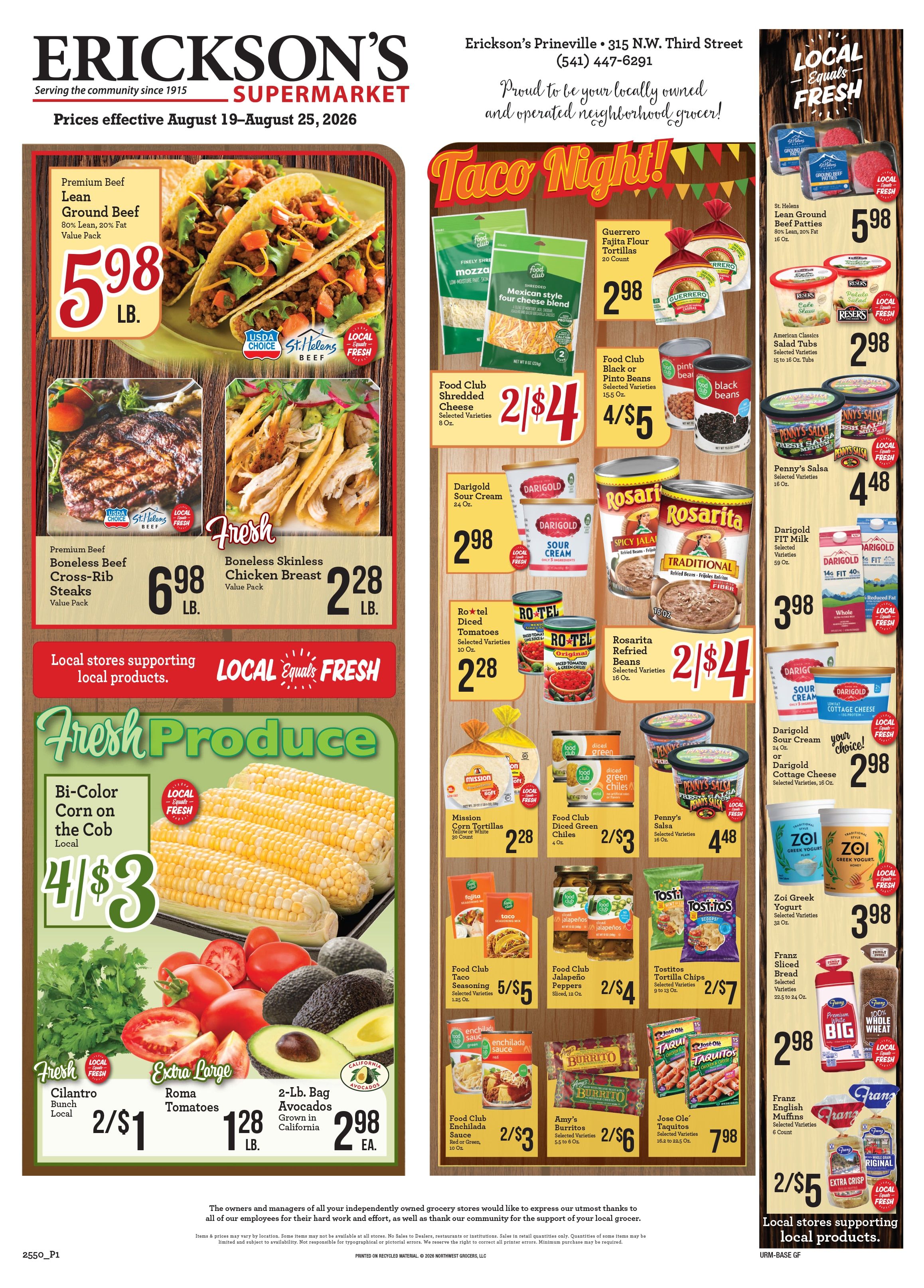 Erickson's Thriftway Weekly Ad August 19 - 25, 2026