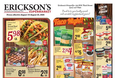 Erickson's Thriftway Weekly Ad August 19 - 25, 2026