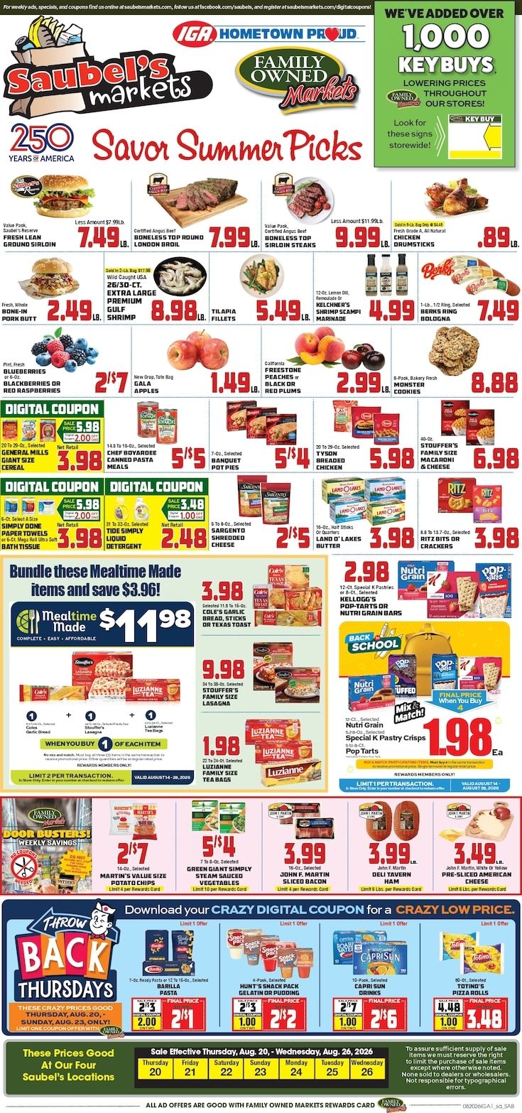 Saubel's Markets Weekly Ad August 20 - 26, 2026
