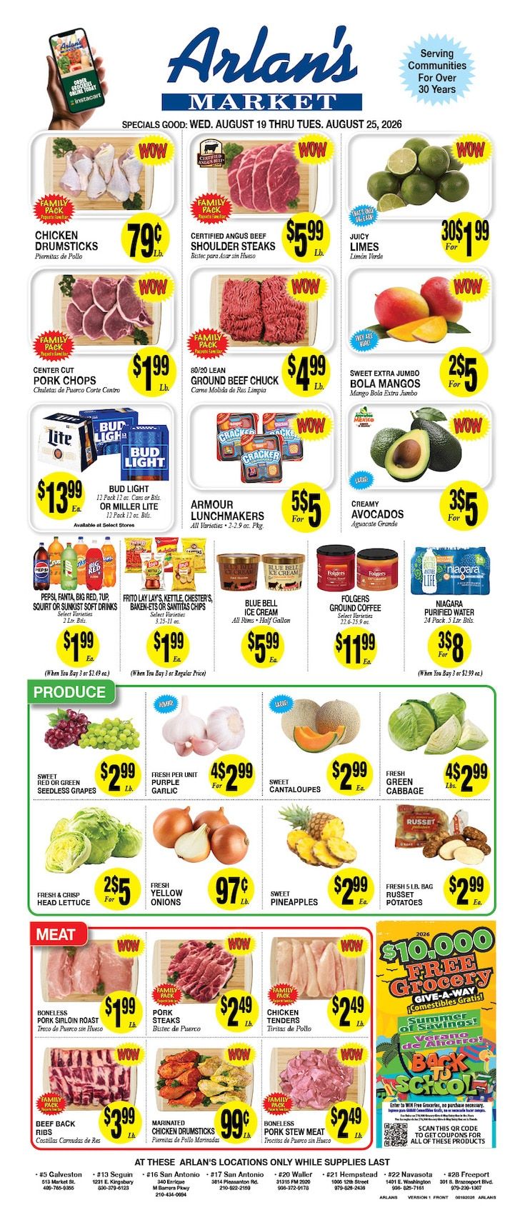 Arlan's Market (Freeport and other locations, TX) Weekly Ad August 19 - 25, 2026