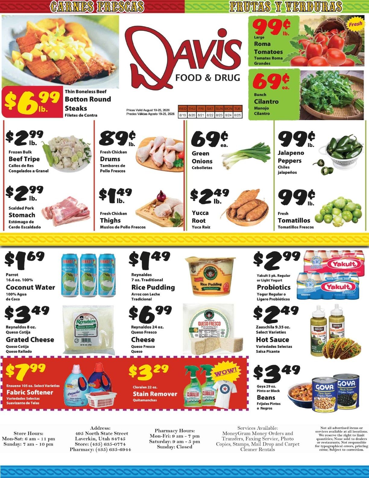 Davis Food & Drug Hispanic Weekly Ad August 19 - 25, 2026