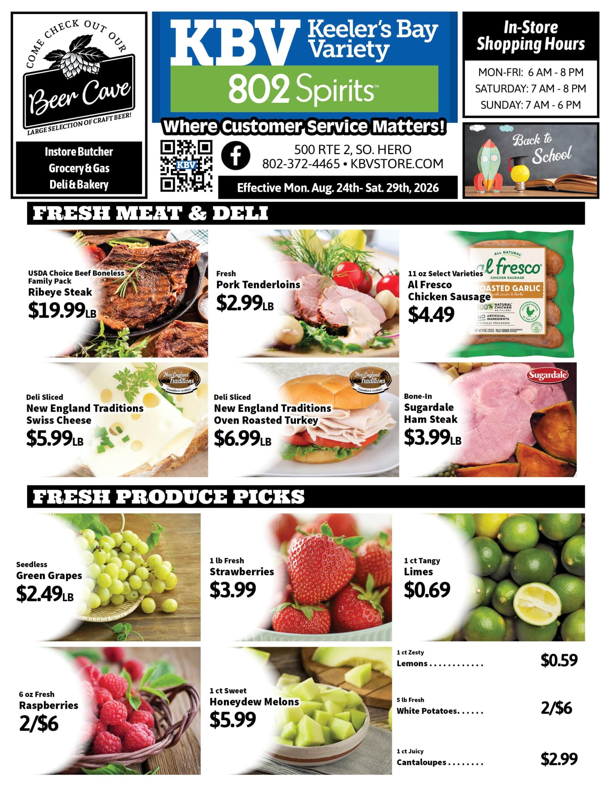Keeler's Bay Variety Store Weekly Ad August 24 - 29, 2026
