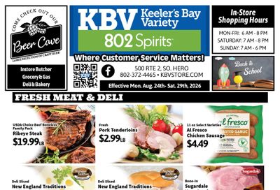Keeler's Bay Variety Store Weekly Ad August 24 - 29, 2026