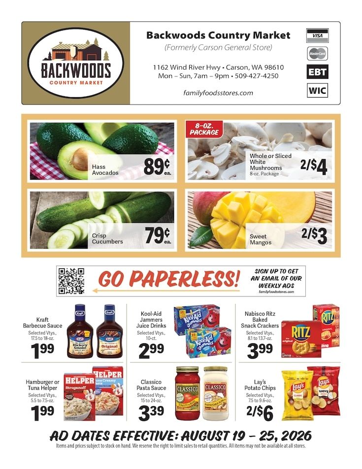 Backwoods Country Market Weekly Ad August 19 - 25, 2026