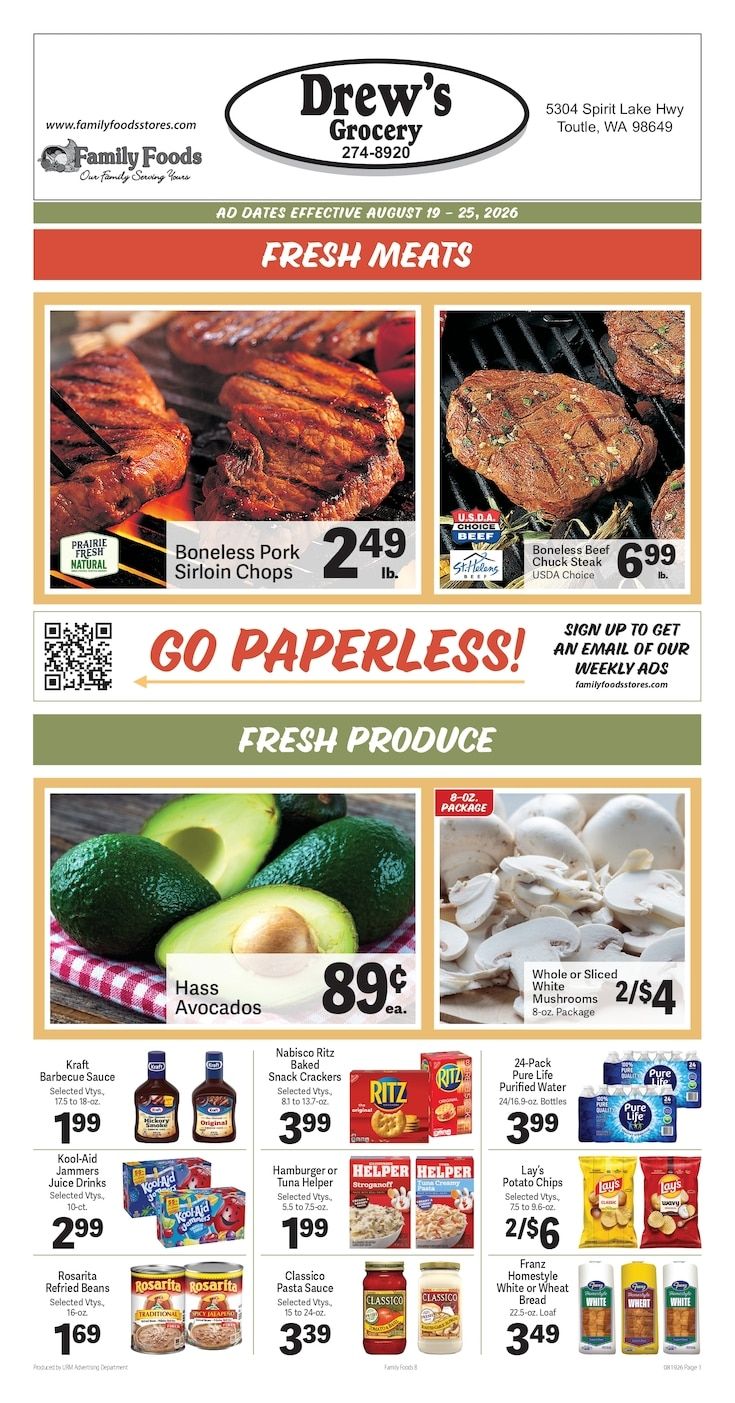 Drew's Grocery Weekly Ad August 19 - 25, 2026