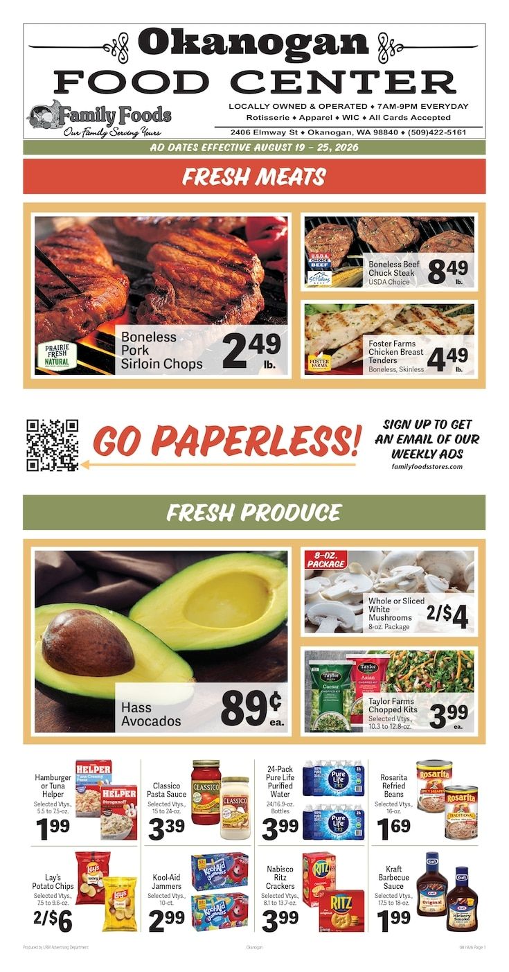 Okanogan Food Center Weekly Ad August 19 - 25, 2026