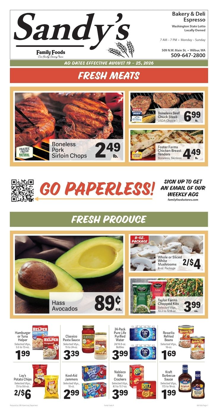 Sandy's Family Foods Weekly Ad August 19 - 25, 2026