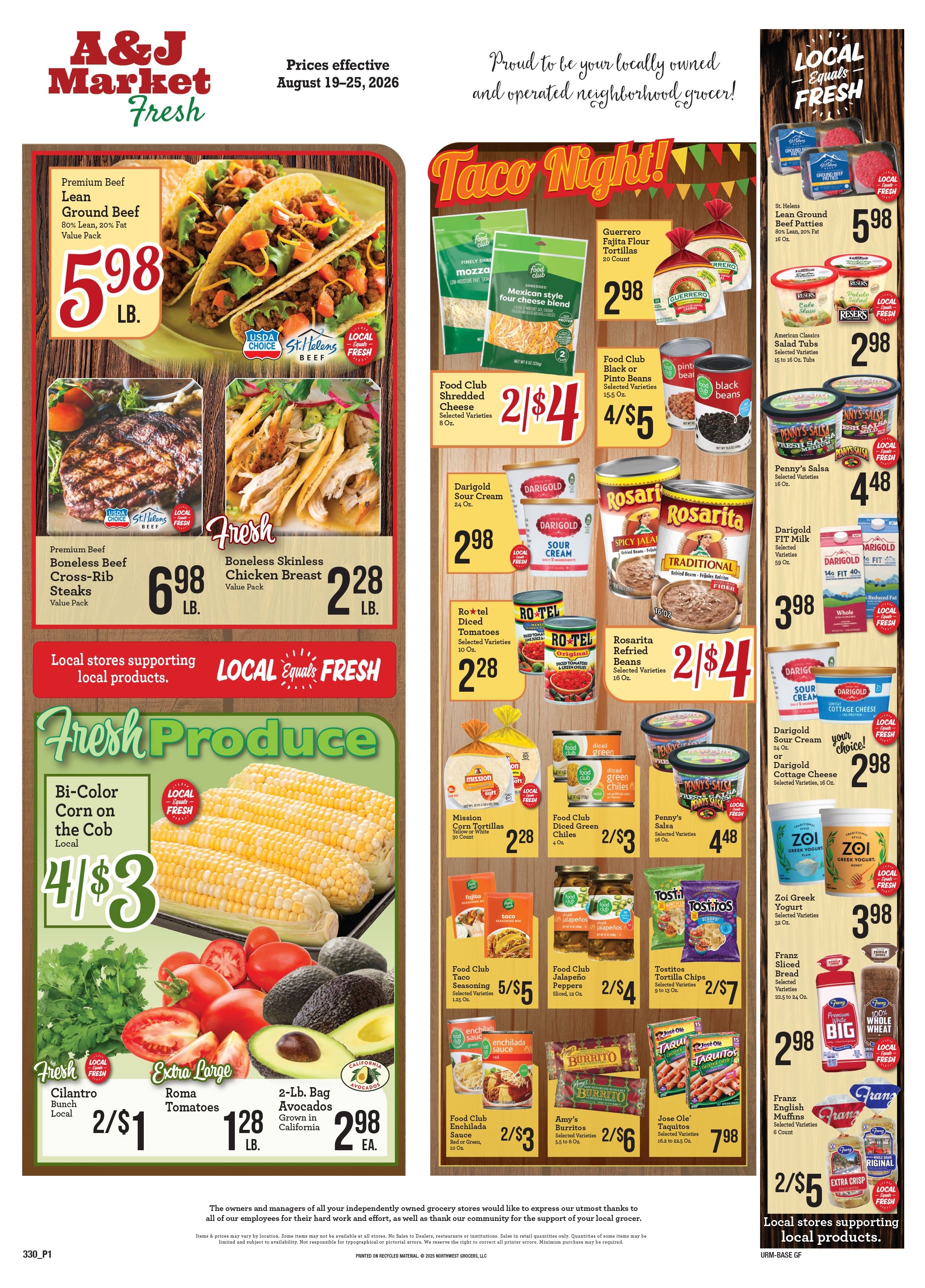A & J Select Market Weekly Ad August 19 - 25, 2026