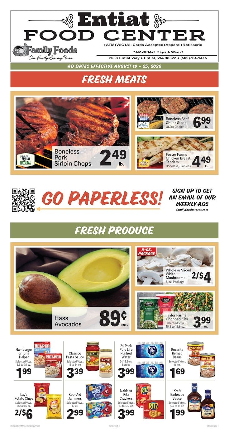 Entiat Food Center Weekly Ad August 19 - 25, 2026
