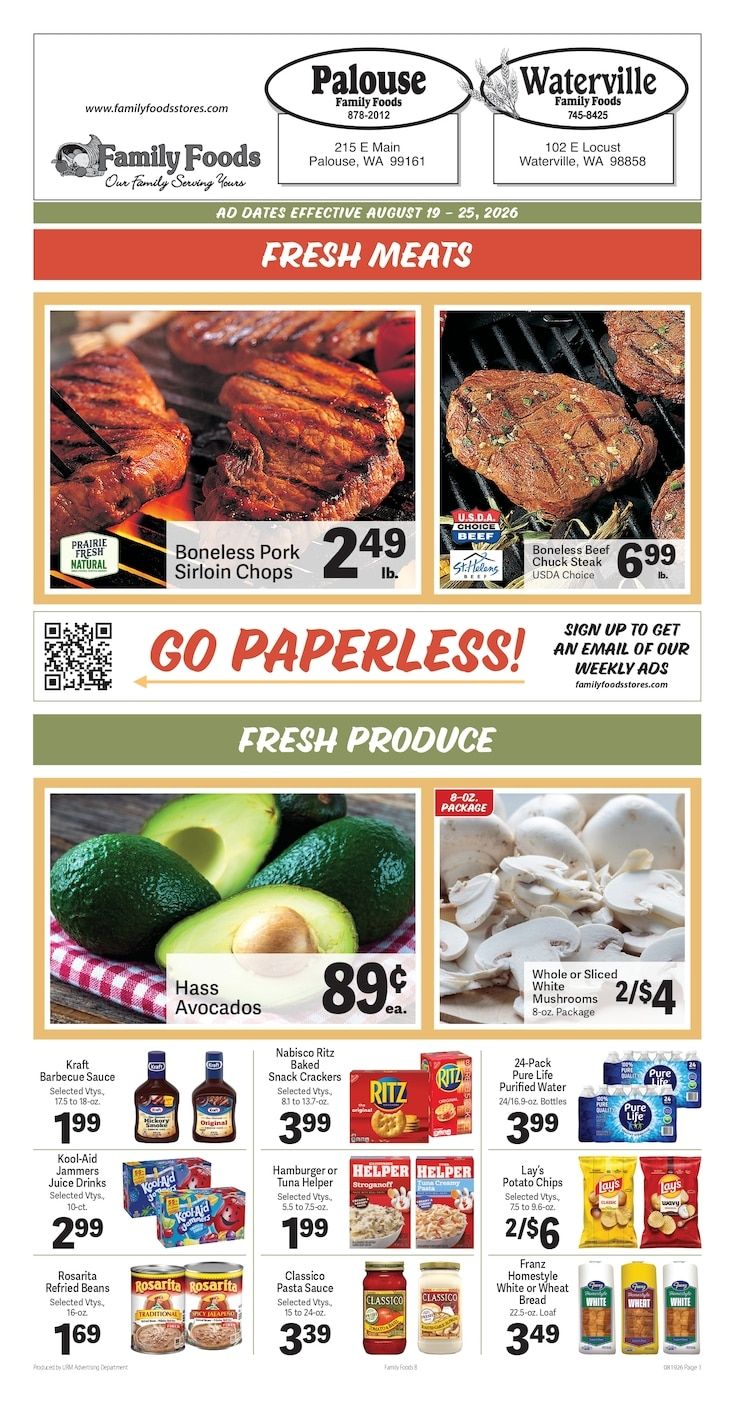 Palouse Family Foods Weekly Ad August 19 - 25, 2026