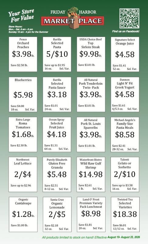 Friday Harbor Marketplace Weekly Ad August 19 - 25, 2026