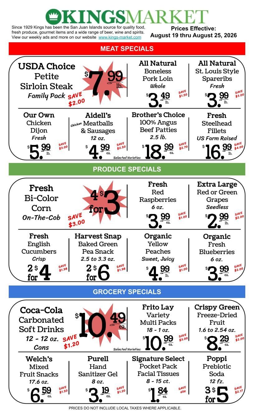 Kings Market Friday Harbor Weekly Ad August 19 - 25, 2026