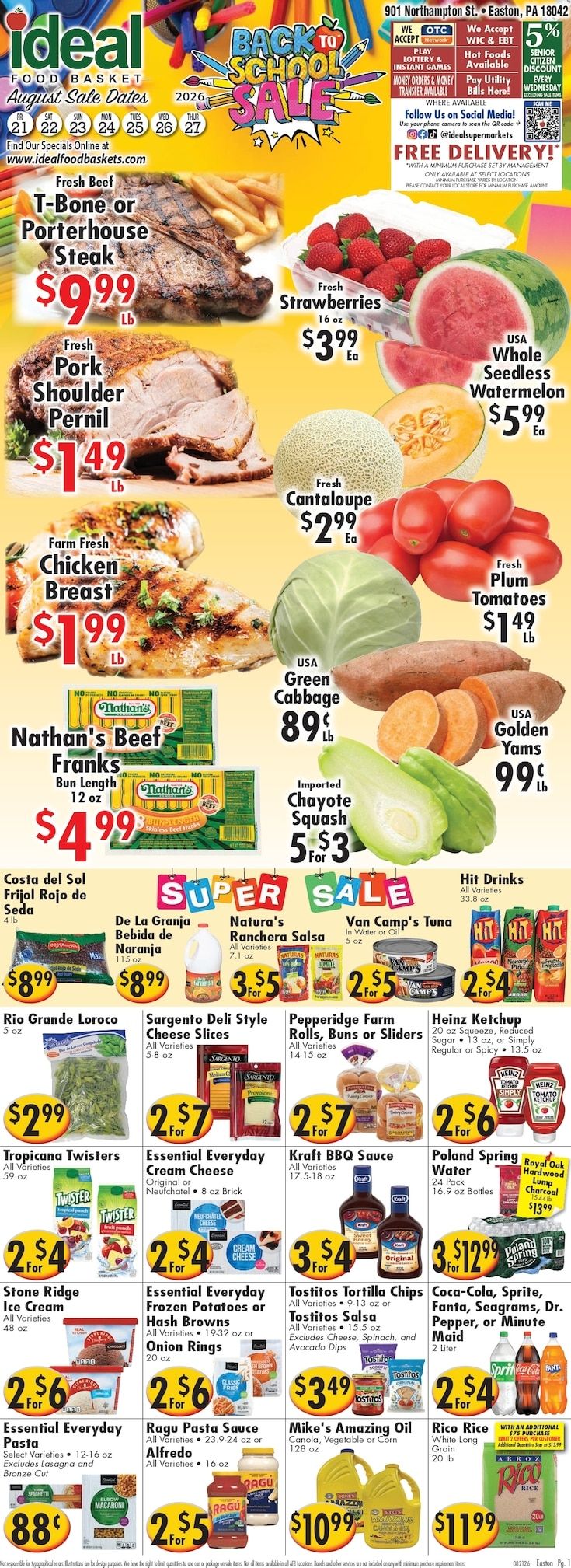 Ideal Food Basket (Easton, PA) Weekly Ad August 21 - 27, 2026