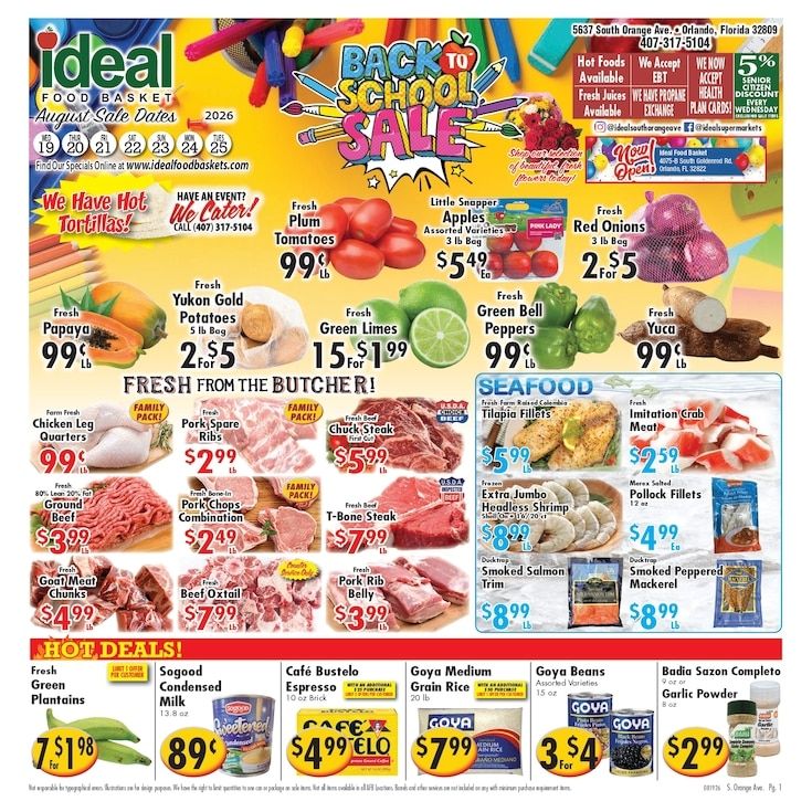 Ideal Food Basket (5637 South Orange Ave, Orlando, FL) Weekly Ad August 19 - 25, 2026