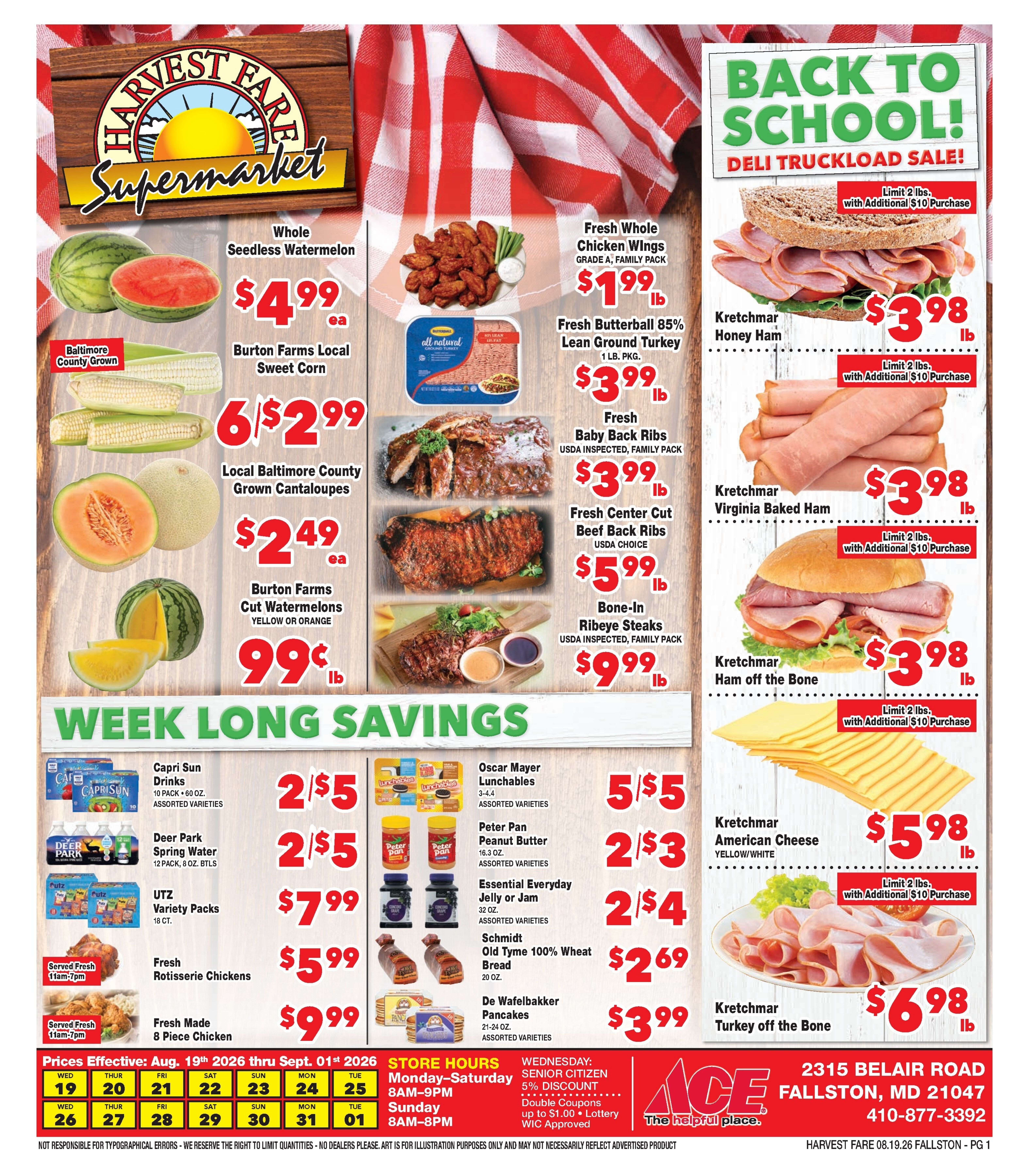 Harvest Fare (Fallston, MD) Weekly Ad August 19 - September 1, 2026