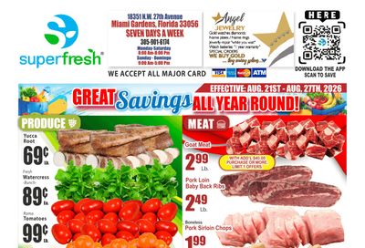 SuperFresh Supermarkets (Miami Gardens, FL) SuperFresh Weekly Ad August 21 - 27, 2026