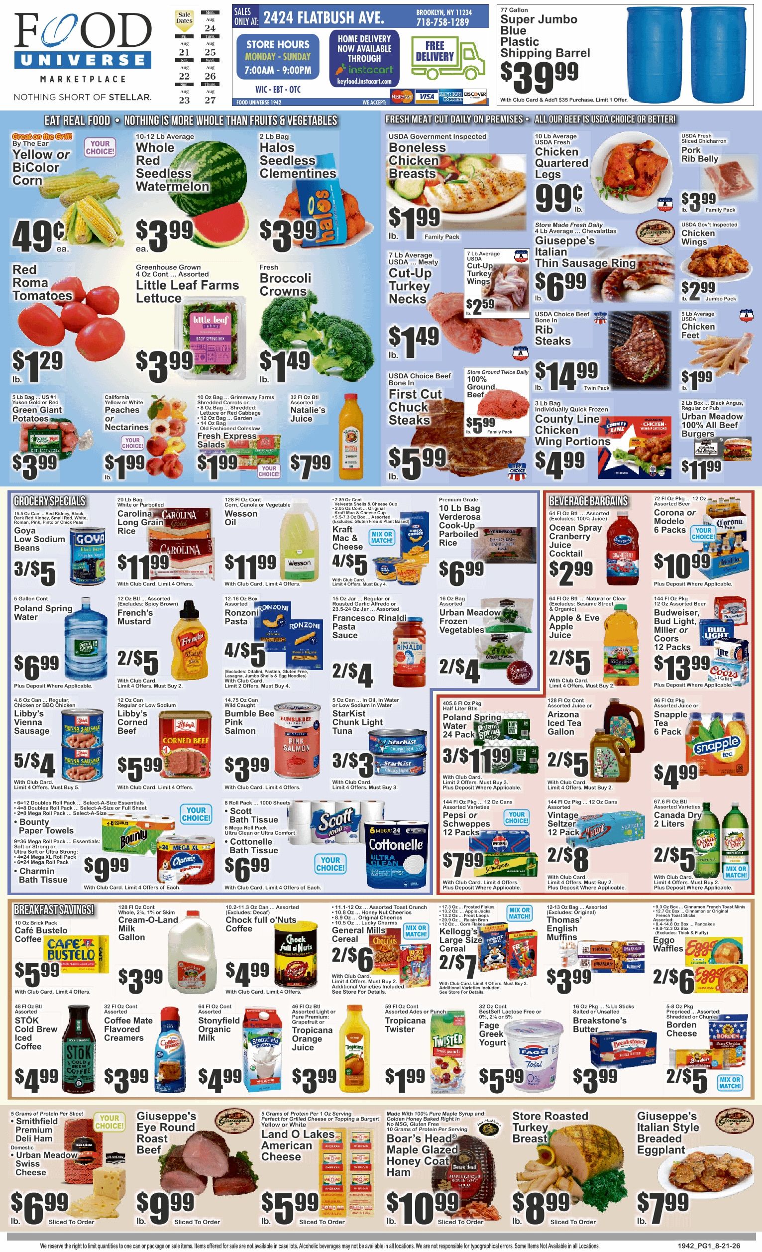 Food Universe (2424 Flatbush Ave., Brooklyn, NY) Weekly Ad August 21 - 27, 2026
