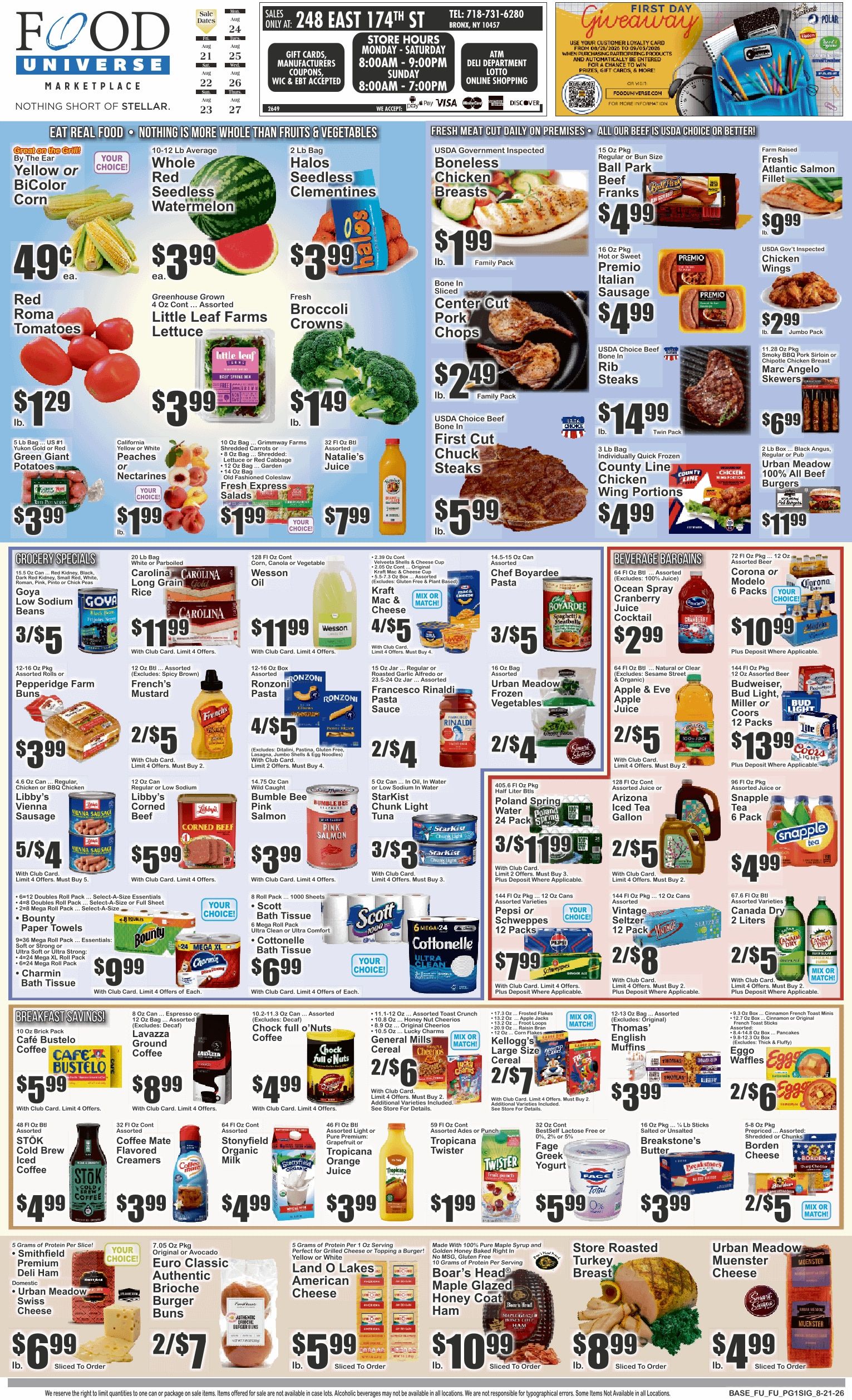 Food Universe (248 East 174th Street, Bronx, NY) Weekly Ad August 21 - 27, 2026