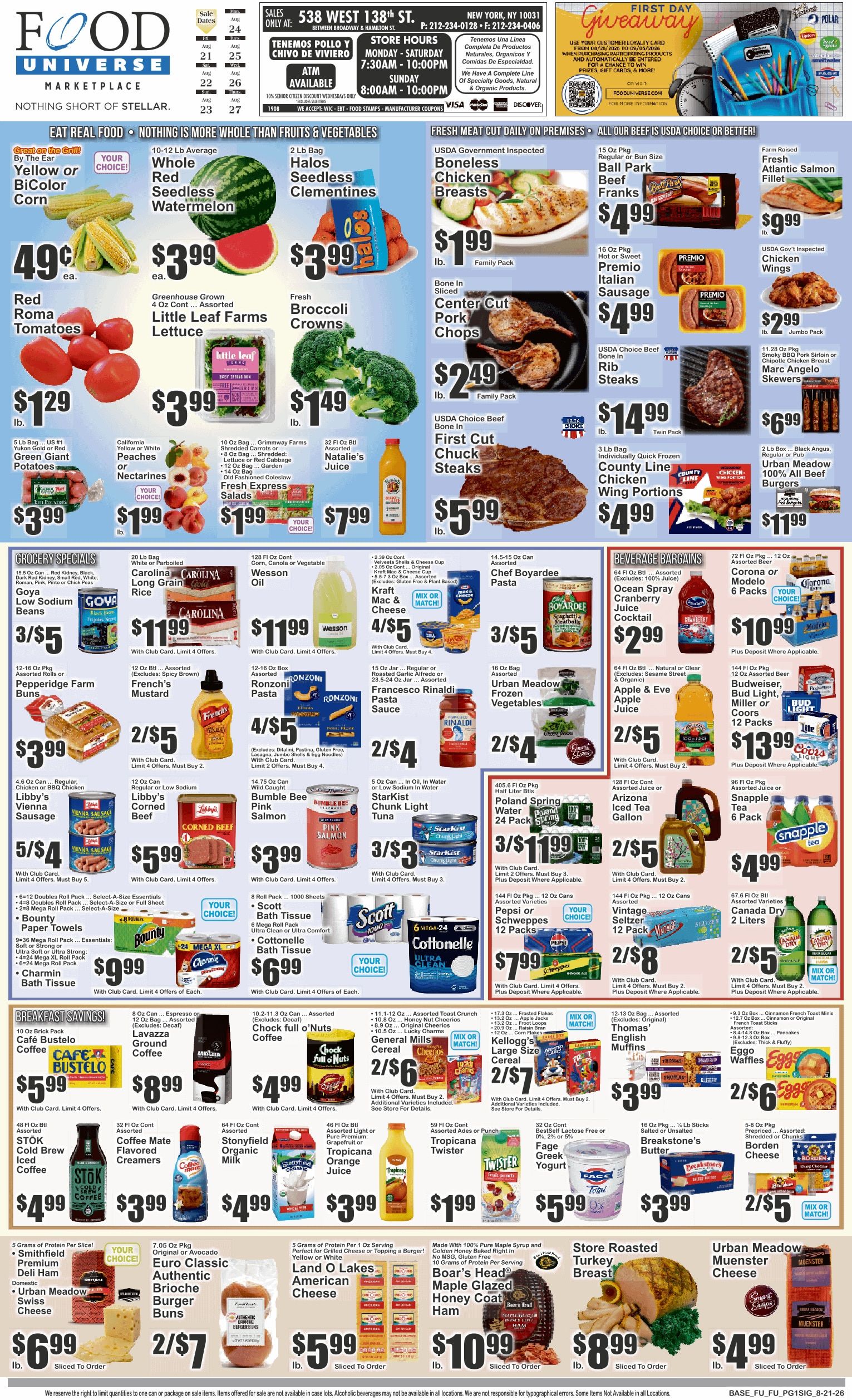 Food Universe (538 W. 138th St., New York, NY) Weekly Ad August 21 - 27, 2026