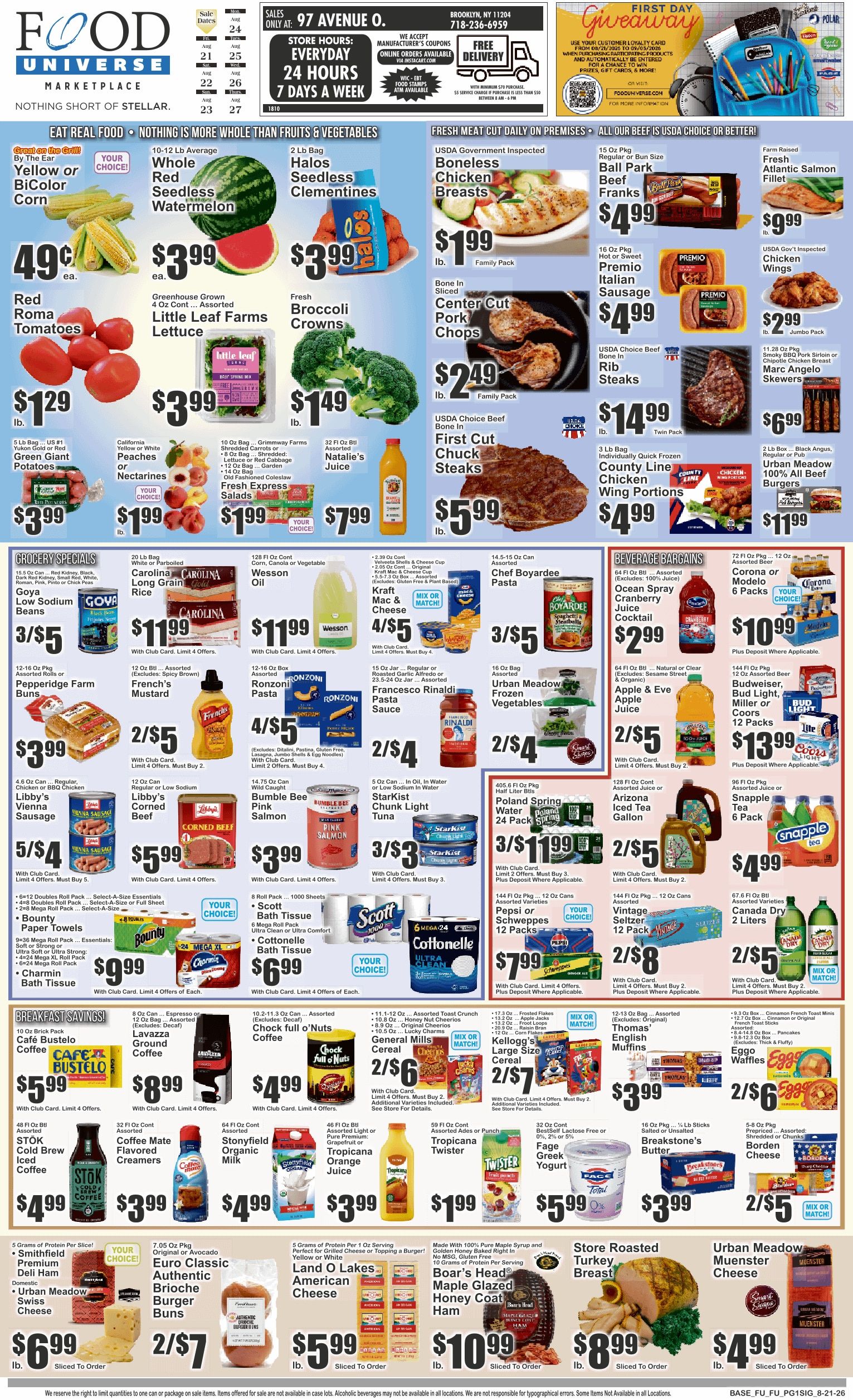 Food Universe (97 Avenue O, Brooklyn, NY) Weekly Ad August 21 - 27, 2026