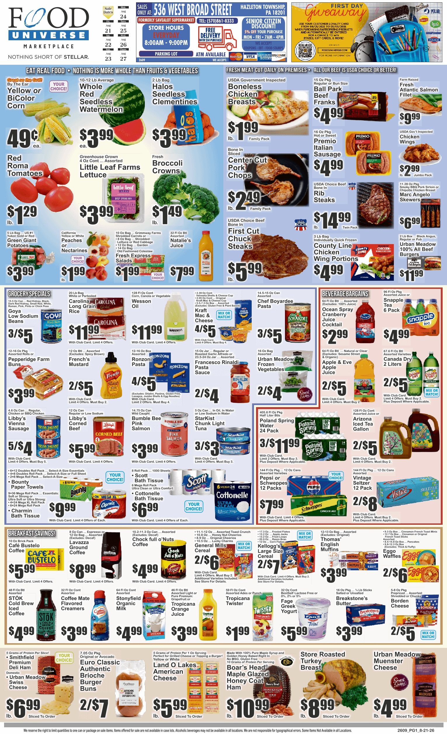 Food Universe (Hazleton, PA) Weekly Ad August 21 - 27, 2026